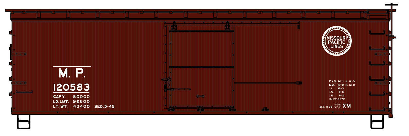 Accurail 1303 Ho 36'Dbl Sh Wood Boxcar Mp