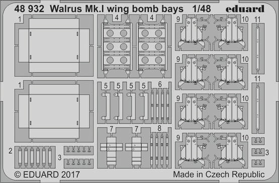 Eduard 48932 1/48 Aircraft- Walrus Mk I Wing Bomb Bays for ARX (D)