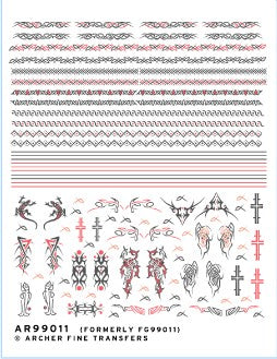 Archer Fine Transfers 99011 Waterslide Decals: Celtic/Tribal Tattoos & Bands for 1/12 to 1/18 Figures