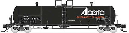 Rapido Trains 535009 N Scale Procor GP20 20,000-Gallon Tank Car 6-Pack - Ready to Run -- Government of Alberta UTLX Set 1 (As Delivered, black, white, yellow)