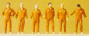 Preiser 74009 1/100 Scale People Working - 1:100 Scale -- Mechanics pkg(6)