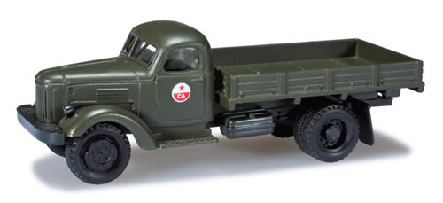 Herpa 744096 HO Scale Zil 164 Low-Side Truck - Assembled -- Soviet Army (green, red, white)