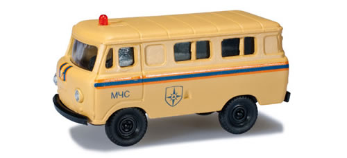 Herpa 744140 HO Scale Uaz 452 Van - Assembled -- MCHS (beige, blue)