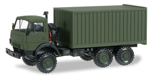 Herpa 744935 HO Scale Kamaz 5320 Truck w/Ribbed-Box Body - Assembled -- Green