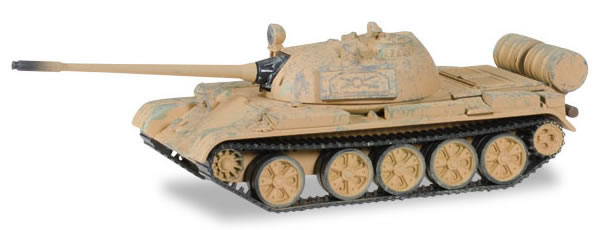 Herpa 745642 HO Scale T-55 Heavy Tank - Assembled -- Soviet Union & Warsaw Pact 1960+ (Tan, Aged/Weathered Finish)