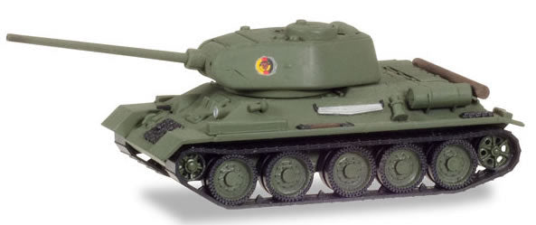 Herpa 745888 HO Scale T-34/85 Tank - Assembled -- German Army NVA (green)
