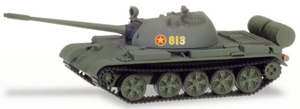 Herpa 746038 HO Scale T-55 Battle Tank - Assembled -- North Vietnamese Army, Battle of Saigon (olive, red, yellow)