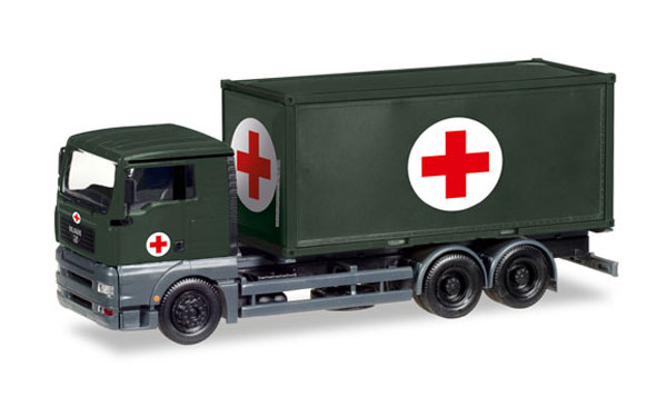 Herpa 746250 1/87 Scale Red CROSs - MAN TGA XL Container Truck