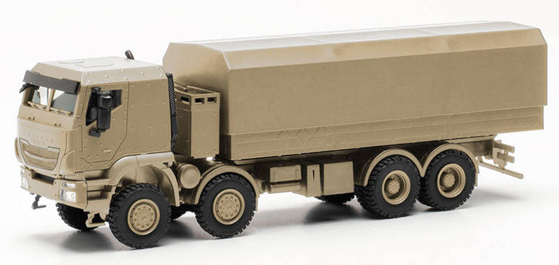 Herpa 746984 1/87 Scale Iveco Trakker 8x8 Covered Flatbed Truck