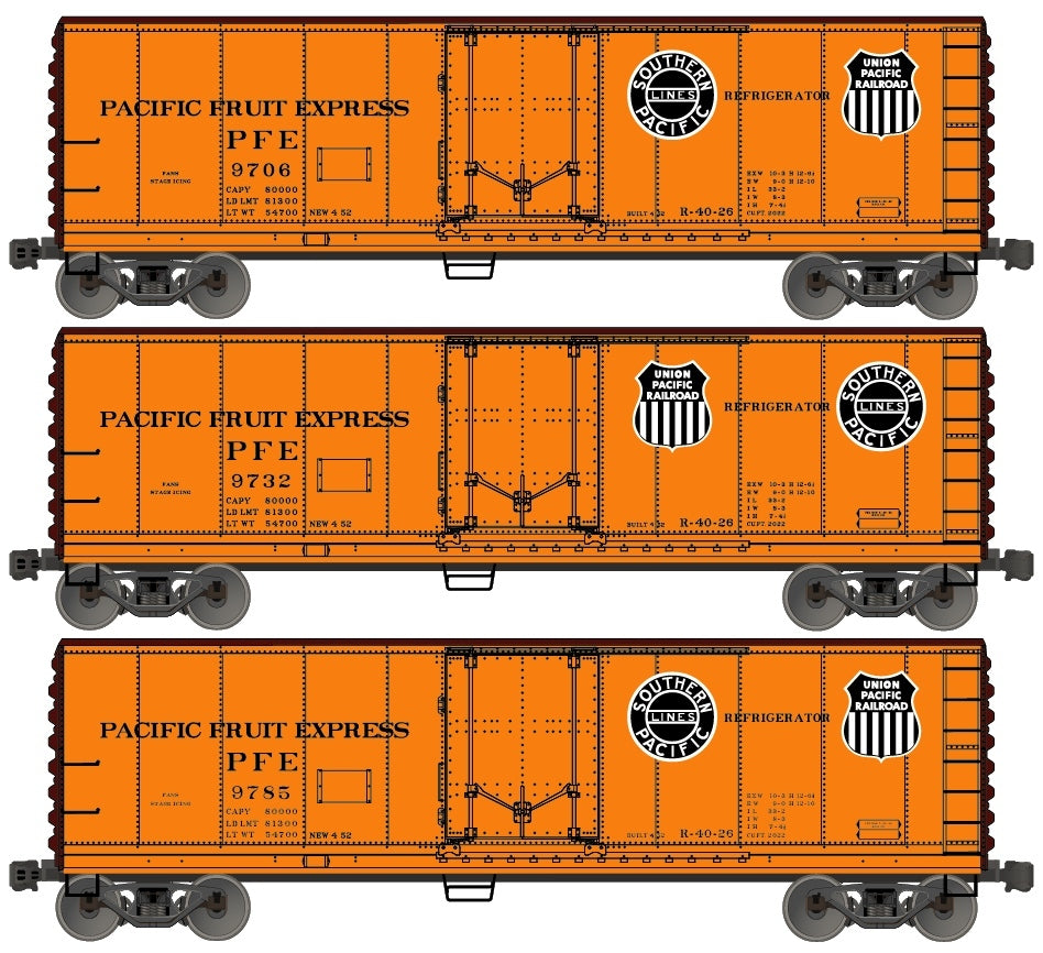 Accurail 85049 Ho 40'Steel Reefer Pfe 3#Set
