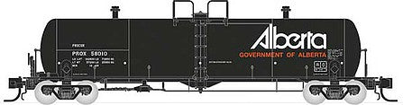 Rapido Trains 535010 N Scale Procor GP20 20,000-Gallon Tank Car 6-Pack - Ready to Run -- Government of Alberta PROX Set 2 (Later, black, white, yellow)