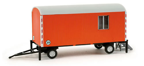 Herpa 76395 HO Scale 4-Wheel Construction Site Trailer -- #25 (orange)