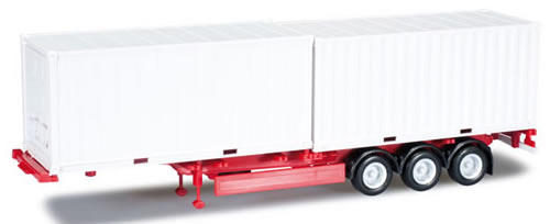 Herpa 76494 HO Scale Container Trailer w/2 20' Containers - Assembled -- Various Standard Colors