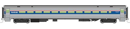 Walthers Mainline 31001 HO Scale 85' Horizon Fleet Coach - Ready to Run -- Amtrak(R) (Phase IV; silver, Wide Blue, Thin Red and White Stripes)