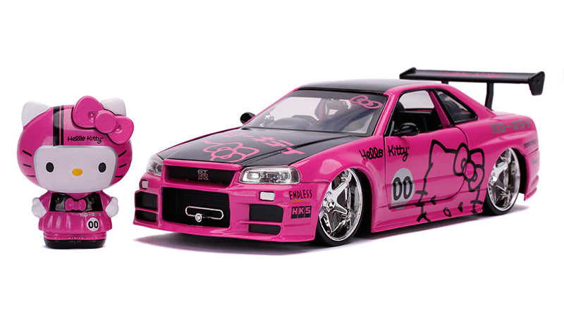 Jada Toys 31613 1/24 Scale Hello Kitty - 2002 Nissan Skyline Gt-R Bnr34