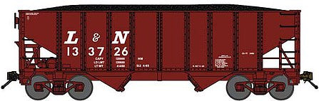 Bluford Shops 65264 N Scale 8-Panel 2-Bay Open Hopper with Load - Ready to Run -- Louisville & Nashville 134011 (1965 Rebuild, Boxcar Red)