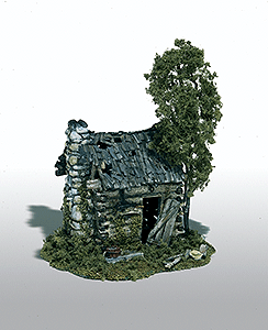 Woodland Scenics 101 HO Scale Mini-Scene(TM) Unpainted Metal Kit -- Abandoned Log Cabin