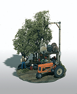 Woodland Scenics 112 HO Scale Mini-Scene(TM) Unpainted Metal Kit -- Tractor Pit Stop