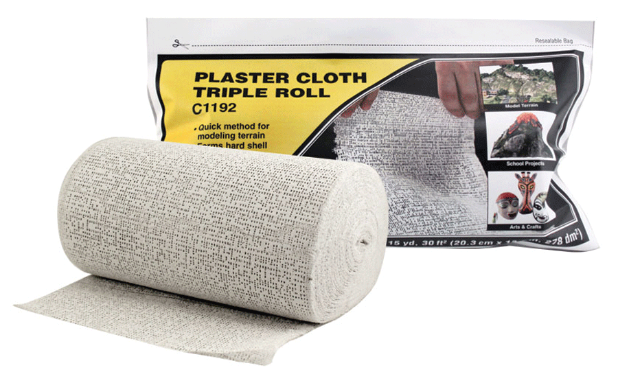 Woodland Scenics 1192 All Scale Plaster Cloth -- Triple Roll - 8 x 45" 30 sq ft 20.3 x 114cm 278 sq cm pkg(3)