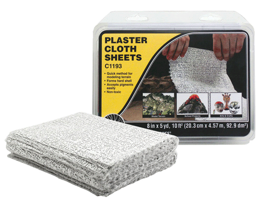 Woodland Scenics 1193 All Scale Plaster Cloth -- Sheets 8 x 12" 19-13/16 sq.ft. 20.3 x 30.4cm, 183 sq.cm pkg(30)
