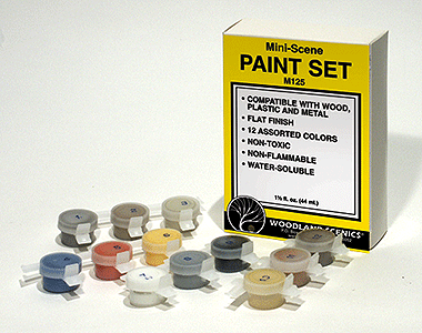 Woodland Scenics 125 All Scale Mini-Scene(TM) Paint Set -- 12 Nontoxic, Nonflammable Colors - 1-1/2oz 44.4mL Bottles