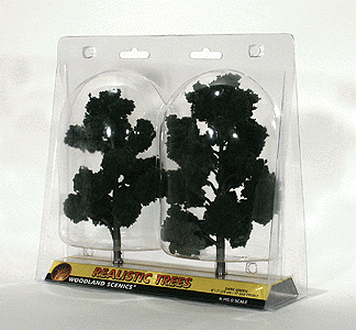 Woodland Scenics 1517 All Scale Ready-Made "Realistic Trees" - Deciduous - 6 to 7" 15.2 to 17.8cm pkg(2) -- Dark Green