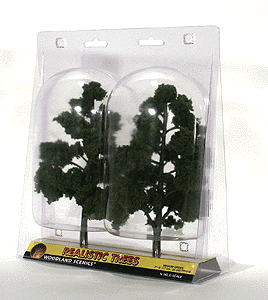 Woodland Scenics 1518 All Scale Ready-Made "Realistic Trees" - Deciduous - 7 to 8" 17.8 to 20.3cm pkg(2) -- Medium Green