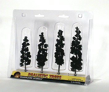 Woodland Scenics 1561 All Scale Ready Made Realistic Trees(TM) - Pines -- Conifer Green - 4 to 6" 10.2 to 15.2cm pkg(4)