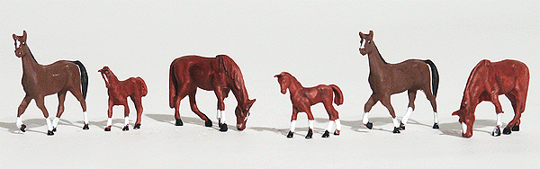 Woodland Scenics 1842 HO Scale Chestnut Horses - Scenic Accents(R) -- pkg(6)