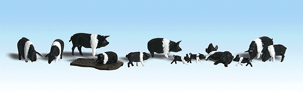 Woodland Scenics 1864 HO Scale Hampshire Pigs - Scenic Accents(R) -- pkg(12)