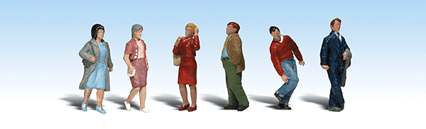 Woodland Scenics 1913 HO Scale People Walking - Scenic Accents(R) -- 3 Men & 3 Women