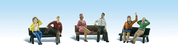 Woodland Scenics 1924 HO Scale People on 3 Benches - Scenic Accents(R)