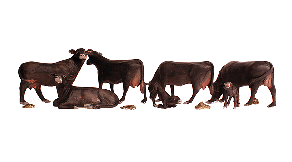Woodland Scenics 1955 HO Scale Black Angus Cows - Scenic Accents(R) -- pkg(5)