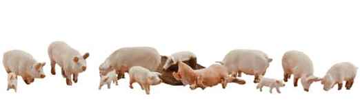 Woodland Scenics 1957 HO Scale Yorkshire Pigs - Scenic Accents(R) -- pkg(12)