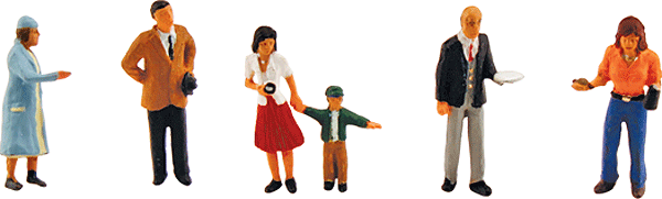 Woodland Scenics 1959 HO Scale Scenic Accents(R) Pedestrians -- Going Places pkg(6)
