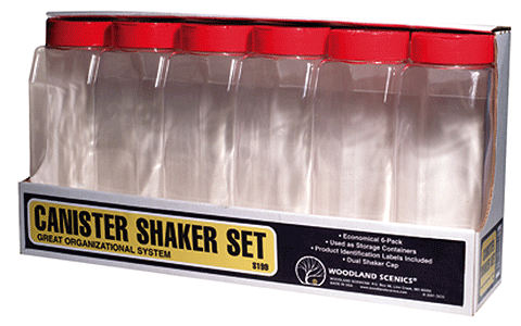 Woodland Scenics 199 All Scale Canister Shaker Set - Plastic pkg(6) -- Capacity Each = 32oz 907g 947mL
