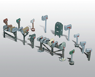 Woodland Scenics 206 HO Scale Scenic Details(R) (Unpainted Metal Castings) -- Assorted Rural & City Mailboxes