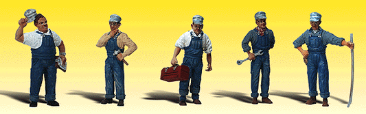 Woodland Scenics 2147 N Scale Working People - Scenic Accents(R) -- Train Mechanics and Tools pkg(5)