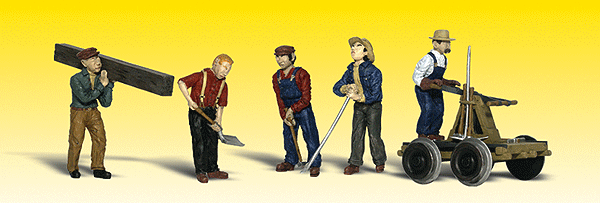 Woodland Scenics 2177 N Scale Scenic Accents(R) Figures -- Rail Workers & Tools pkg(8)