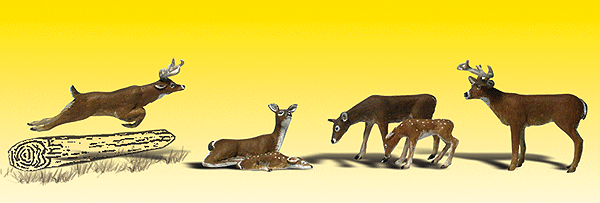 Woodland Scenics 2185 N Scale Scenic Accents(R) Animal Figures -- White-Tail Deer pkg(6)