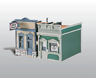 Woodland Scenics 224 HO Scale Doctor's Office & Shoe Repair - Scenic Details(R) -- Metal Kit - 3 x 2-1/8" 7.6 x 5.4cm