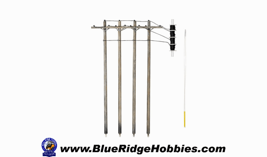 Woodland Scenics 2250 N Scale Pre-Wired Poles - Utility System -- Single Crossbar