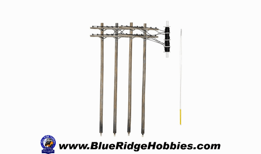 Woodland Scenics 2251 N Scale Pre-Wired Poles - Utility System -- Double Crossbar