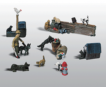 Woodland Scenics 226 HO Scale Scenic Details(R) (Unpainted Metal Castings) -- Assorted Cats & Dogs