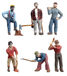 Woodland Scenics 2735 O Scale Scenic Accents(R) Figures -- Lumberjacks pkg(6)