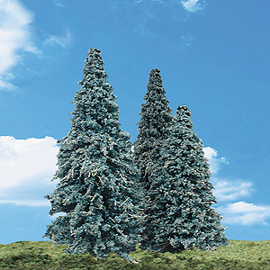 Woodland Scenics 3569 All Scale Woodland Classic Trees(R) Ready Made - Blue Needle -- 4 to 6" 10.1 to 15.2cm Tall pkg(4)