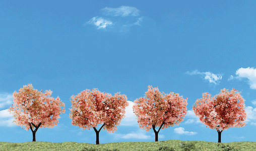 Woodland Scenics 3593 All Scale Flowering Trees - Woodland Classics(TM) Ready Made Trees(TM) -- 2-3" 5.1-7.6cm pkg(4)
