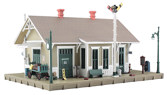 Woodland Scenics 4928 N Scale Dansbury Depot - Built & Ready Landmark Structures(R) -- Assembled - 4-1/16 x 2-13/16" 10.3 x 7.1cm