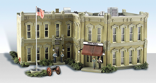 Woodland Scenics 5030 HO Scale Municipal Building - Built-&-Ready Landmark Structures(R) w/Interior Light -- Assembled - 8-3/8 x 5-15/16" 21.2 x 15cm