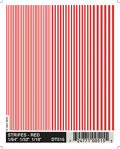 Woodland Scenics 515 All Scale Dry Transfer Alphabet & Number Sets -- Stripes - Red 1/64, 1/32 & 1/16"